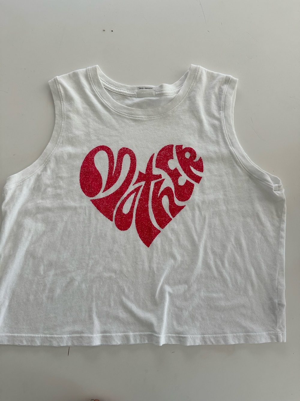MOTHER “Mother” Heart Graphic Tank | Cool Girl Americana Retro Graphic Tee XL